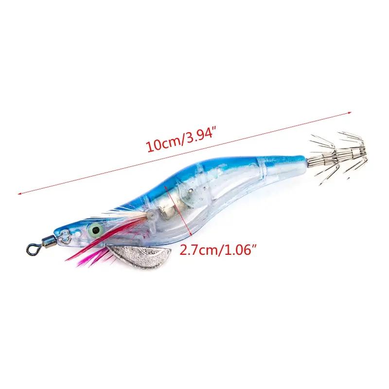 1 Stück LED Elektronischer Garnelenköder mit Leuchtschwanz & Jigkopf Tintenfischhaken für Nacht-Barschfischen Tiefwasser Harter Köder Langsam sinkend 260319