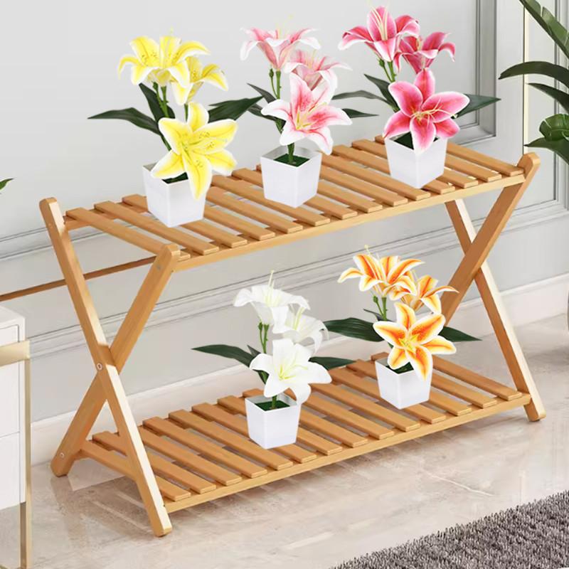 Artificial Lily Potted Bonsai Fake Lily with Leaf Potted Plant Wedding Flower Arrangement Props Home Decoration Party Decor