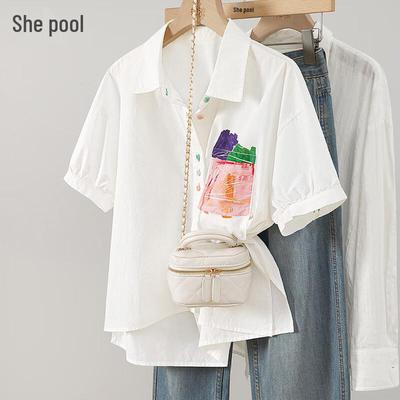 Tachii Women's Printed Short Sleeve Commuter Style Shirt