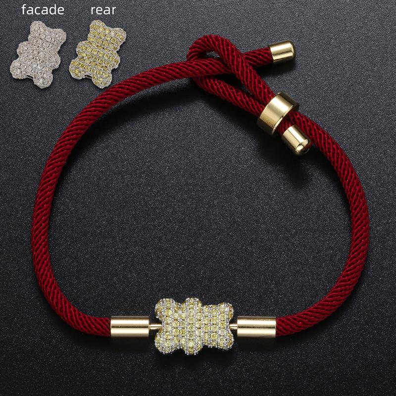 Woven Hand Rope Full Diamond Double-Sided Two-Color Bear Bracelet Color Jewelry Accessories Vl207