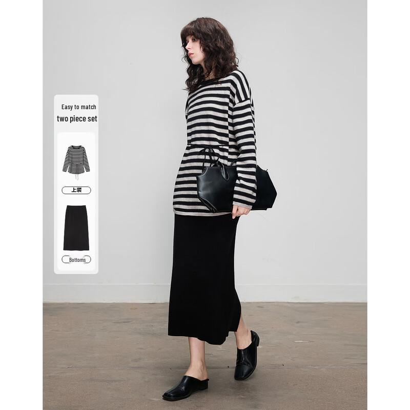 Demana Women s Winter Striped Knitted Set with Merino Wool M