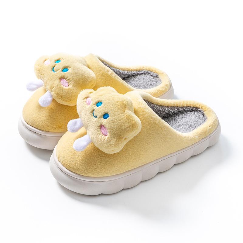 Cotton slippers winter home household indoor warm non-slip thick bottom couple hair slippers autumn and winter