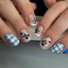 Sweet Japanese Ins Wind Blueberry Sticker Hot-selling Striped Plaid Nail Sticker 3D Unrolled Edge Nail Sticker