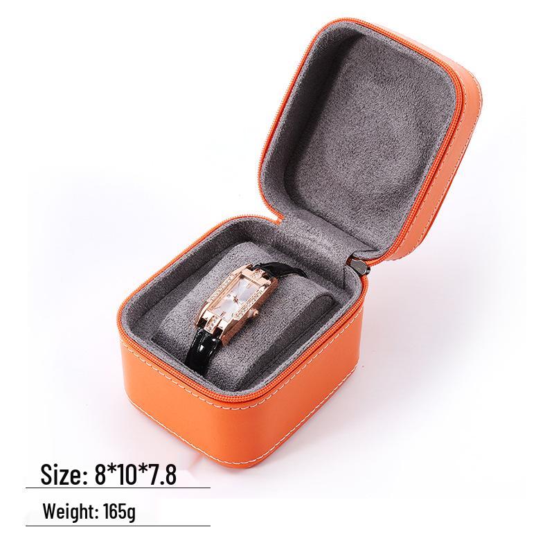 Premium PU Leather Zippered Portable Watch Box with High-End Feel