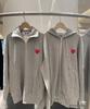 Chuan Jiu 2024 A/W Heart Hoodie: Unisex Stand Collar Zipper Pullover with Drawstring Hood