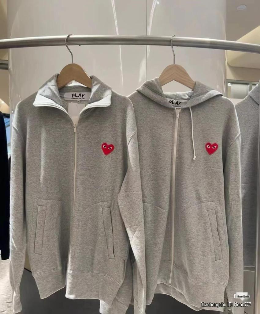 Chuan Jiu 2024 A/W Heart Hoodie: Unisex Stand Collar Zipper Pullover with Drawstring Hood