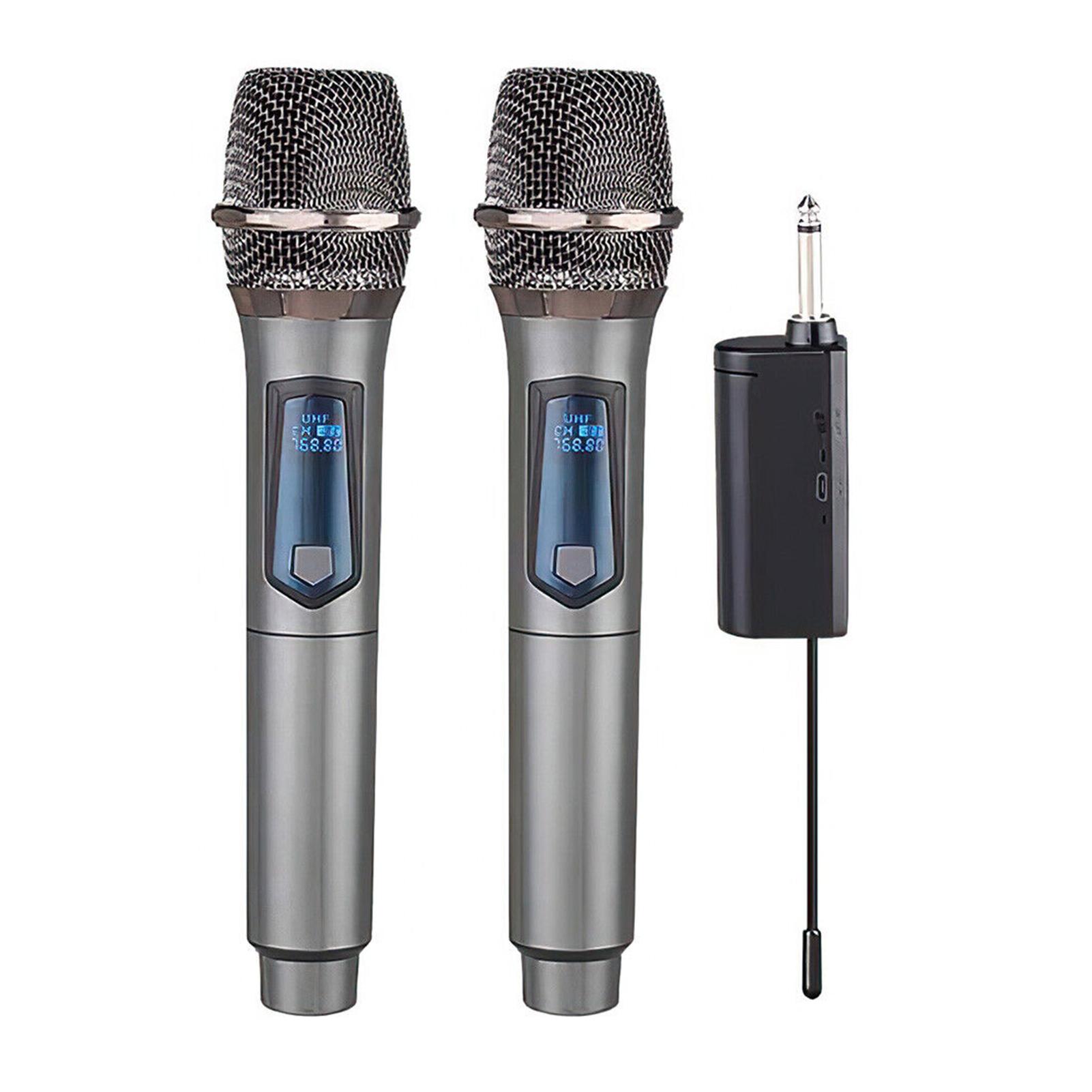 

Wireless Microphone 2 Channels UHF Professional Handheld Mic Micphone For Party Karaoke Professional Church Show Meeting