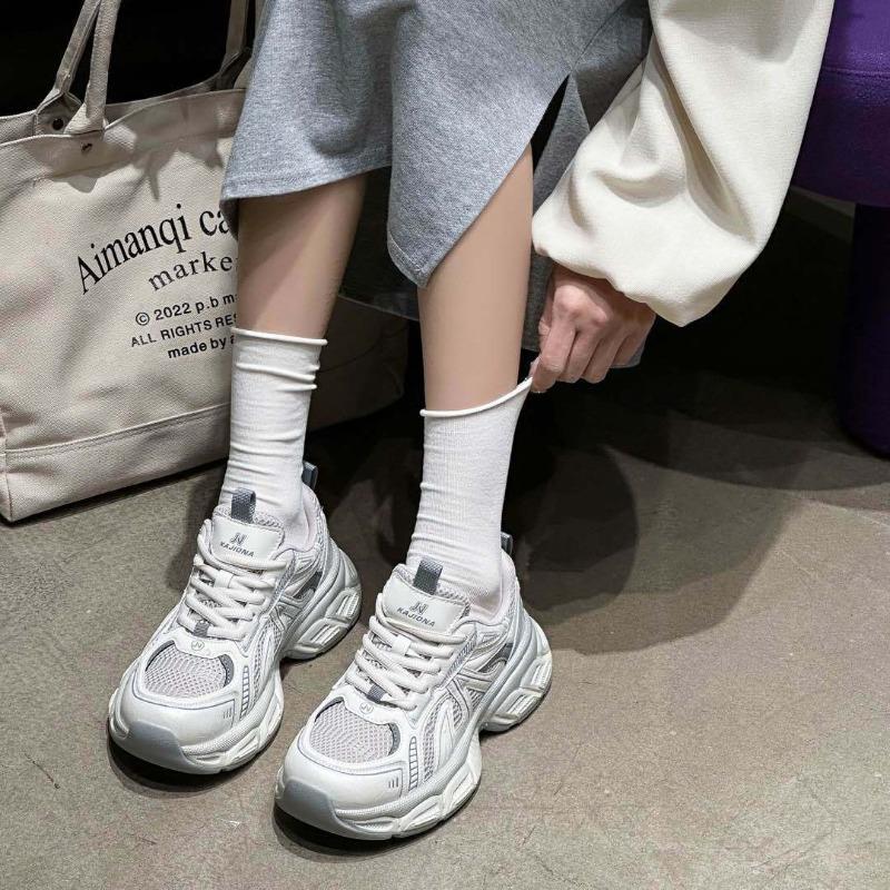 Thick-soled heightening gray dad shoes women's spring new mesh breathable sports shoes lightweight casual shoes