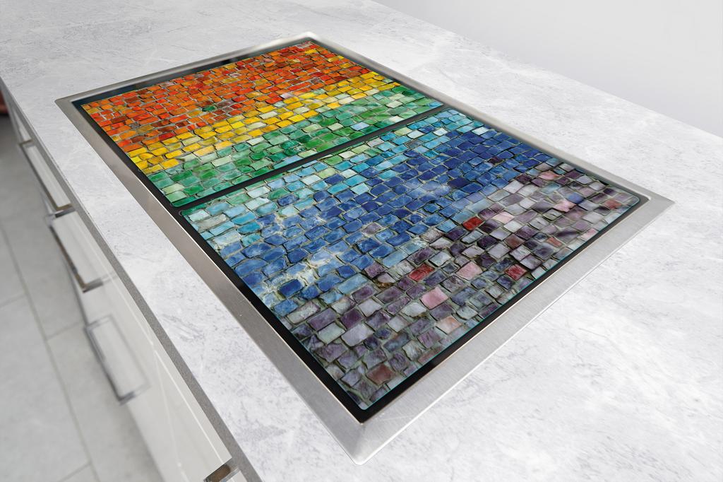 SZKLANA PŁYTA OCHRONNA DO KUCHNI 2x35x52 KOLOROWA
