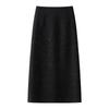 Women's Gray Wool High-Waist Bodycon Midi Skirt - Autumn/Winter 2024 A-Line Design