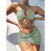 New Sexy Lace-up Three-piece Bikini Solid Color Multi-color Swimsuit Women's Fashion Sports