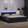 Ottoman Bed with Mattresses & LEDs Black 200x200 Cm Faux Leather