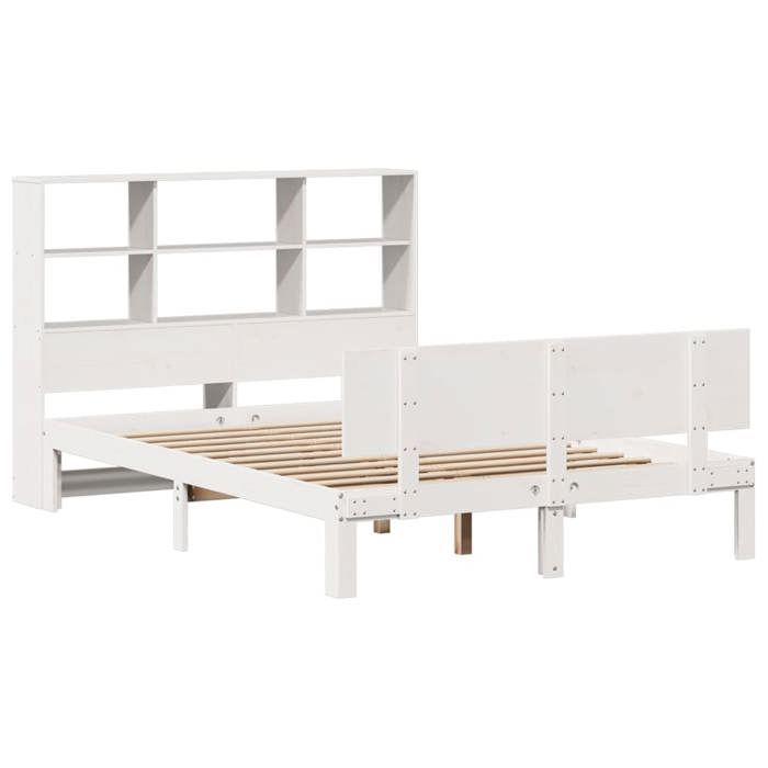 VidaXL Lit bibliothèque sans matelas blanc 120x190 cm bois pin massif 3322655