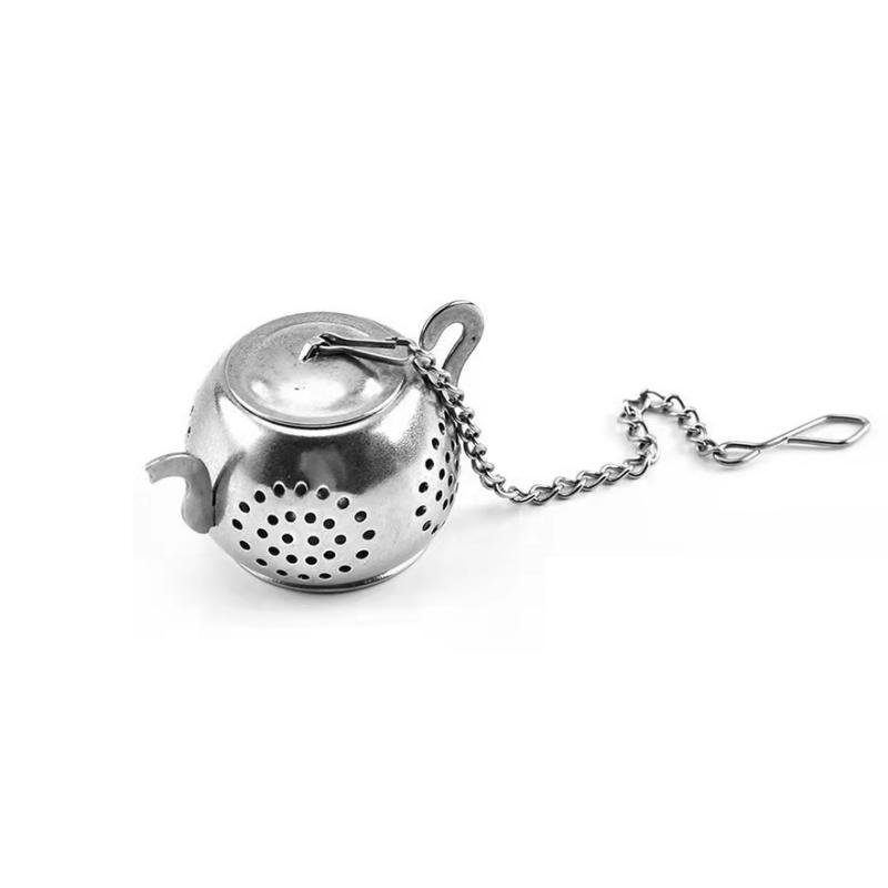

Metal Tea Strainer Teapot Shape Loose Tea Infuser Stainless Steel Leaf Tea Maker Strainer Chain Drip Tray Herbal Spice Filter