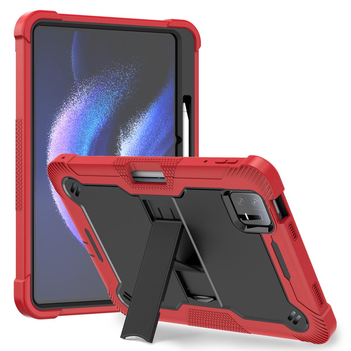 Schokbestendige Kickerstand Case Voor iPad Pro 12.9 11 Air 4 5 6 10.9 13 10e 11e A1895 A1876 A2378 Cover Ondersteuning Apple Pencil Opladen 8.7-inch iPad Mini6 rood
