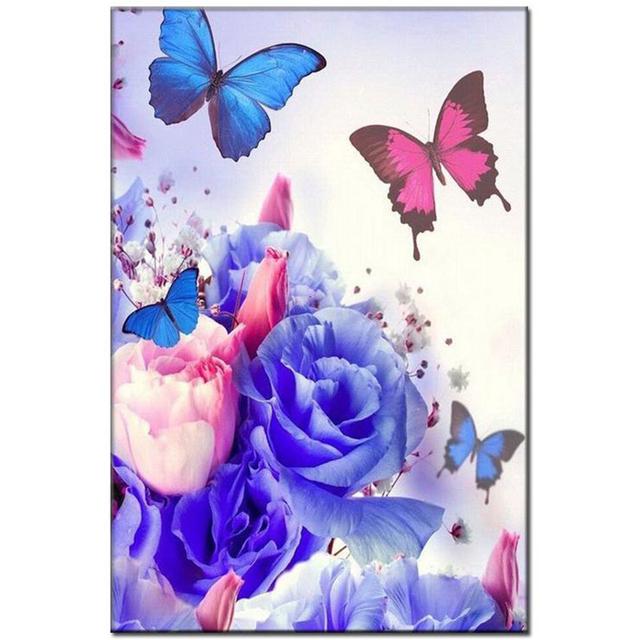 5D DIY Diamond Painting Kit Colorful Butterflies Flying Diamond Embroidery Rhinestones Decorations for Home