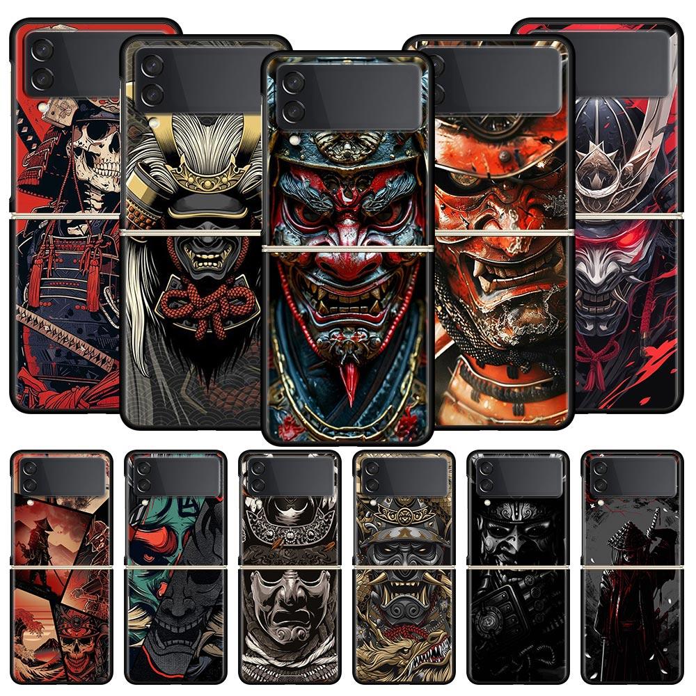 Samurai Hannya Mask Ghost Phone Case For Samsung Galaxy Z Flip3 Flip4 Flip5 Case Shell For Z Flip 3 4 5 6 Hard Folding Cover