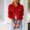 Women's Cropped Denim Jacket Casual Button Down Long Sleeve Coat Fall Spring