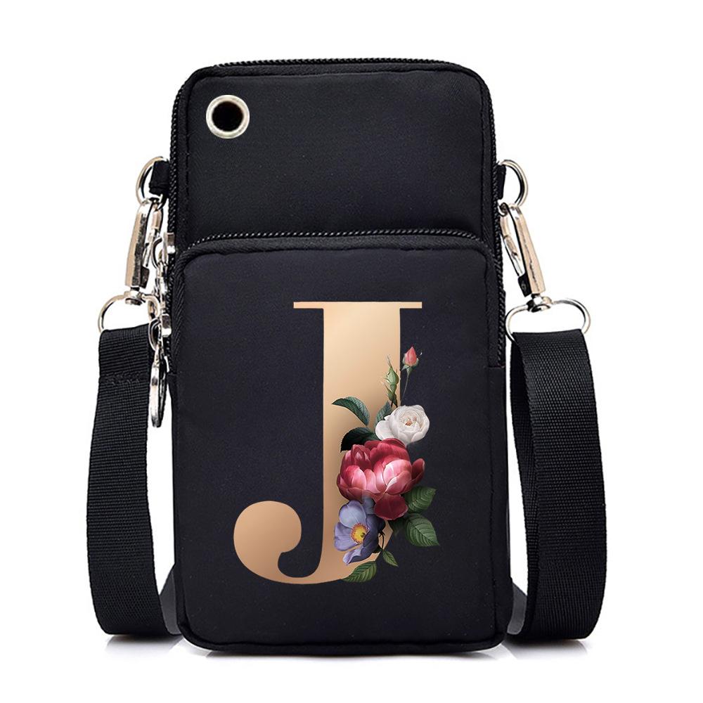 26 letter printed change bag, mobile phone bag to map, light to carry multi-function messenger bag