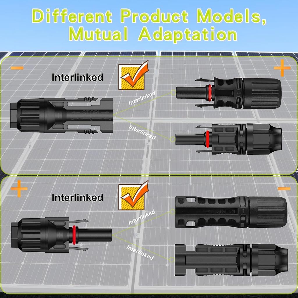 42pcs/10 Pairs Solar Panel Connectors with Spanner Wrench Solar Panel Cable Connectors Male/Female Solar Wire Connectors