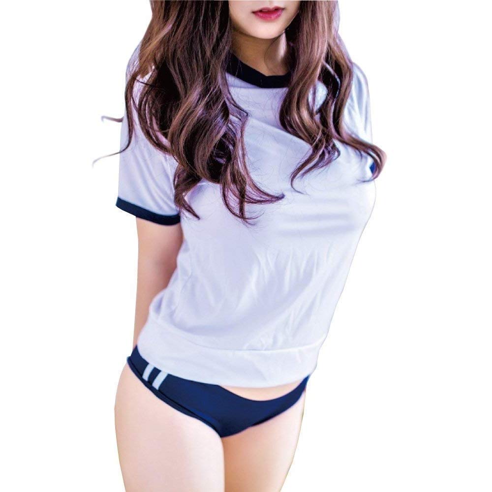 Noxruna Gymnastics Uniform and Bloomer Sexy for Photo and Navy Size L Set, Adults, Cosplay, Shoots, Events, Blue,