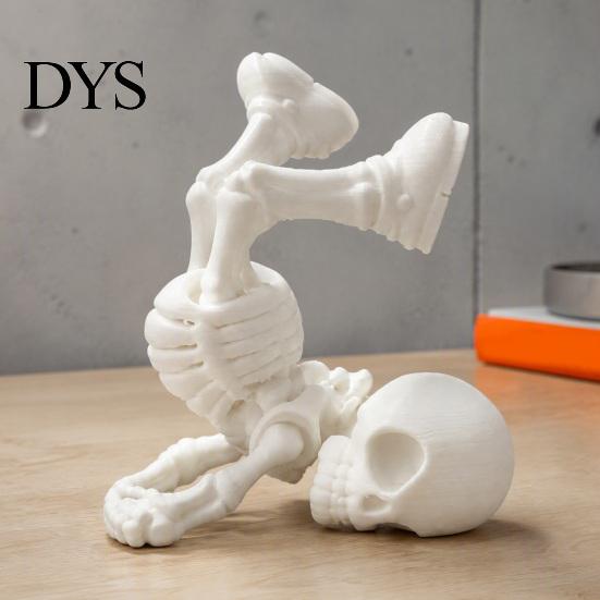 PLA Plastic Skeleton Break Dancing Figurine, 3D Printed Posable Articulated Skull Statue, Unique Desk Accessories Funny Handstand Decor, Novelty