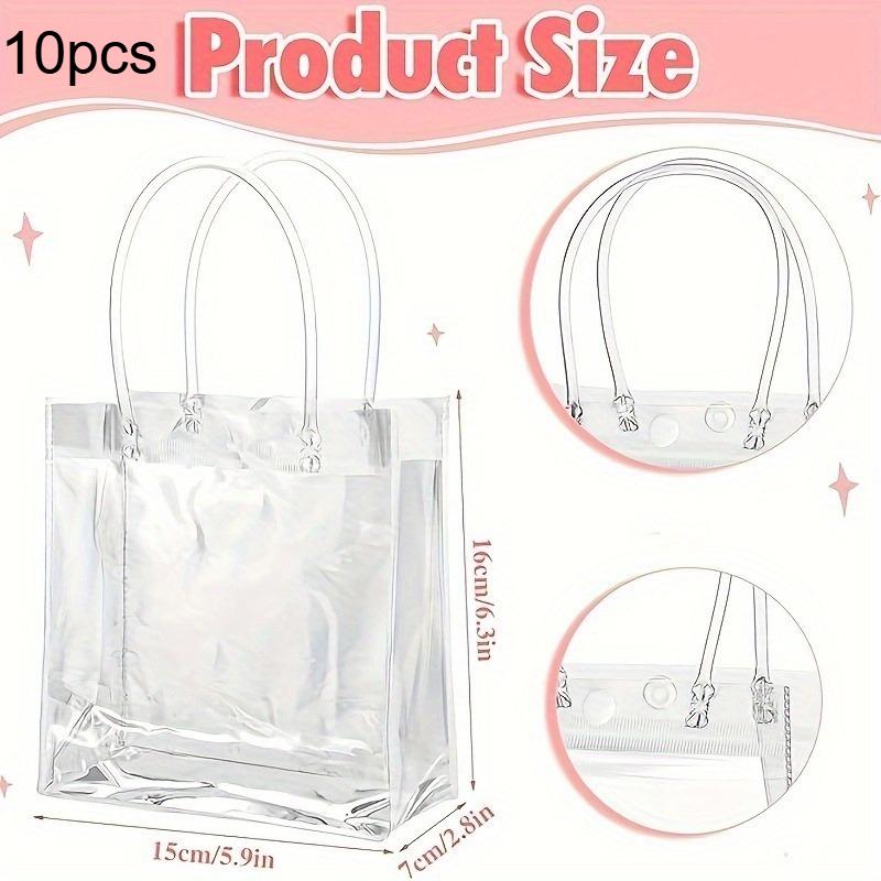 

Plastic Gift Bags Clear PVC Bag With Handles Reusable Tote Bags Transparent Shopping Bag Gift Packing Bag Handbag Storage Bag 16x15x7cm