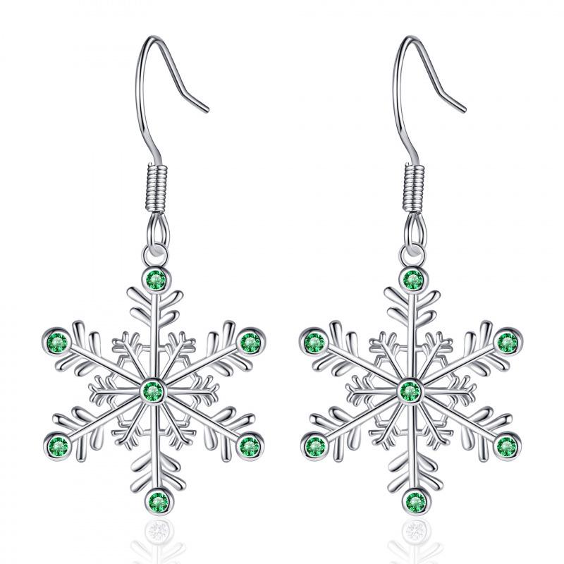 

Elegant Snowflake Pendant Christmas Earrings - Niche Design, Fashionable & Versatile for Women алмаз/зелений