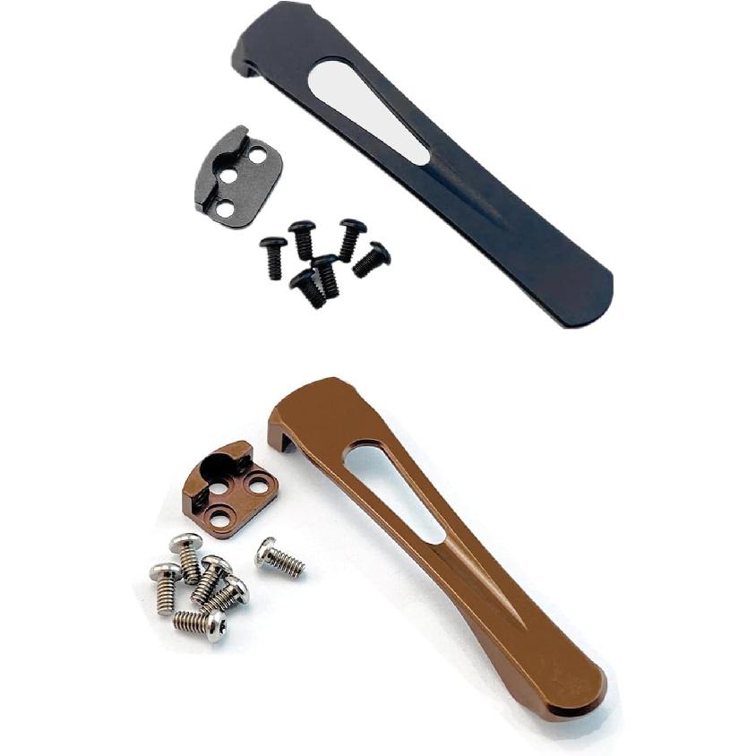 Deep Carry Clip Sets for Spyderco Standard Modular V2 Machined C81/C223 CNC Titanium with Screws,Pocket Clips (Black)