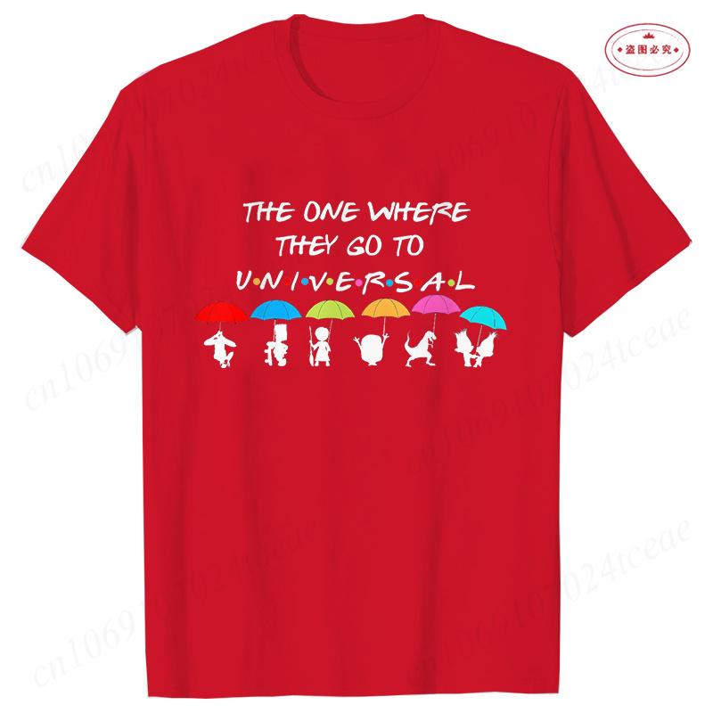 The One Where They Go To Universal T-Shirt for Women Clothing Friends Family Matching Party Tees Funny Umbrella Graphic Tops