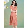 French Style Pleated V-Neck Midi Dress