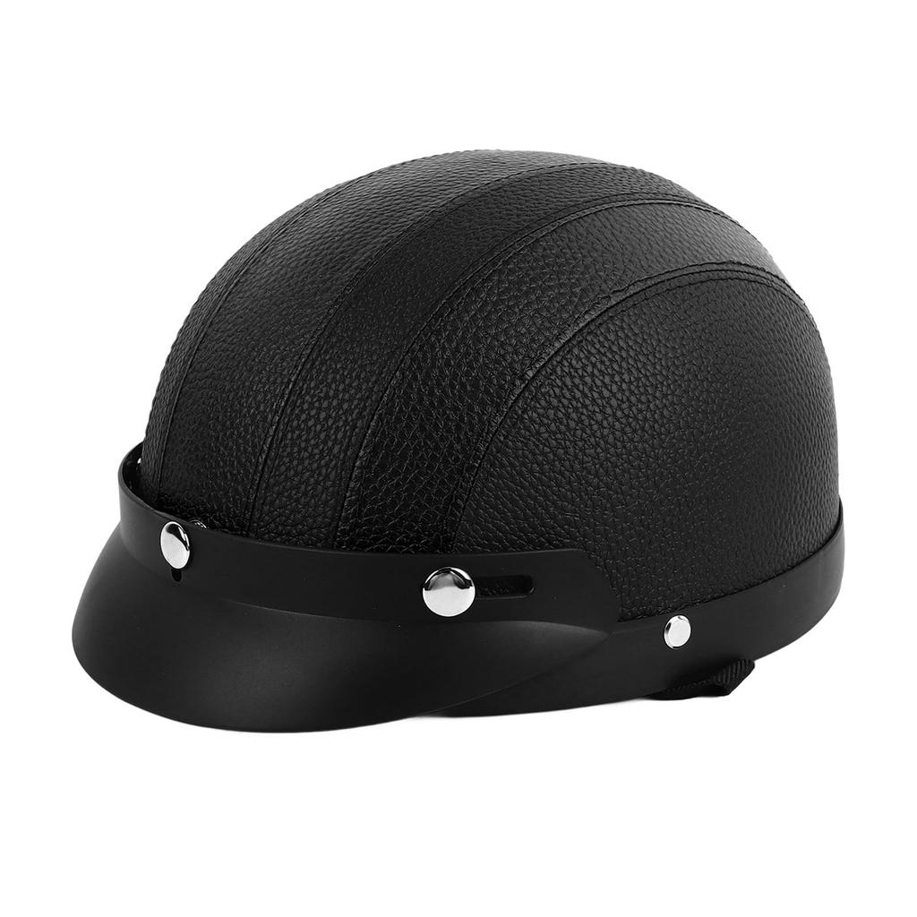 Half Helmet Breathable Sun Blocking Retro Safe PU Leather Motorcycle Helmet for Men Women