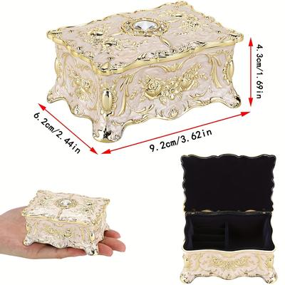 1 Pc Vintage Jewellery Organiser - Metal Jewellery Box Organiser Jewellery Decoration Box Rectangular Treasure Chest Jewellery Decoration Box