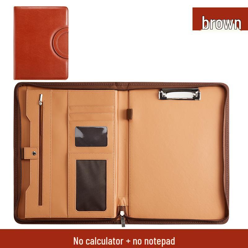 A4 Business Folder with Calculator and Zipper - Sales Manager's Document File Folder