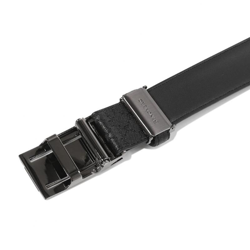 Benovero Leather Black Satin Logo Automatic Belt Bmg1acb1232k1