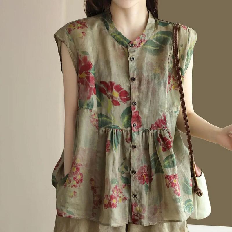 

Жилет для женщин Хлопковые топы без рукавов Хлопковый жилет Оверсайз Повседневное пальто без рукавов Пуговицы Майка-жилет XXL