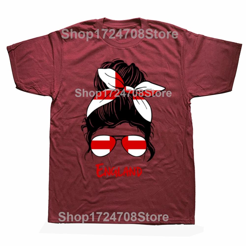 Lustiges England Englisches Mädchen Britische Frau Flagge T-Shirts Herren Damen Mode Lässiges T-Shirt 100% Baumwolle Locker Übergröße T-Shirt