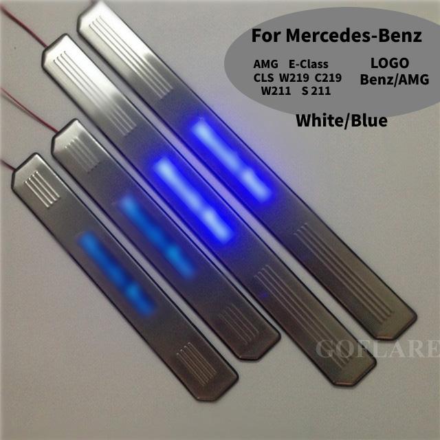 

Для Mercedes Benz AMG e cls Class W219 C219 W211 S211 Светодиодная дверная дверь Подоконник Потертостая пластина Педаль Вход Защитная крышка Автомобильная затяжка