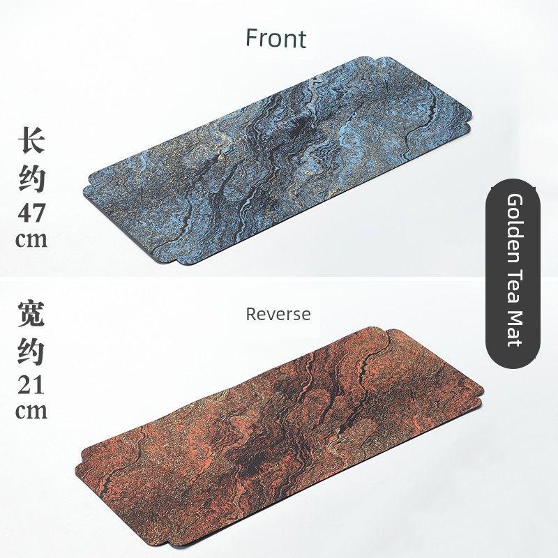 

New Chinese Style Zen Tea Mat Jinforging Table Runner Chinese Style Classical Xiangyun Tea Table Fabric Double-Sided Waterproof Master Seat Gold double-sided tea mat 21*47