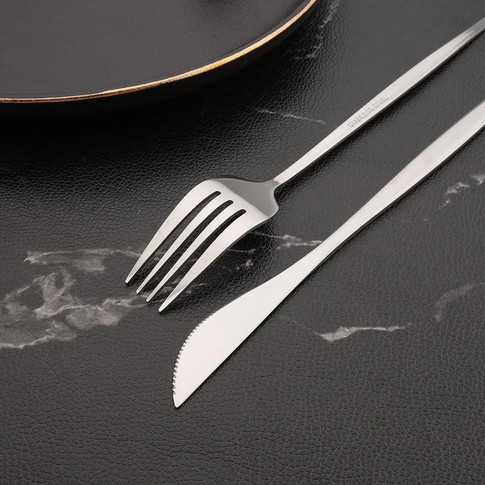 30Pcs Flatware Set Stainless Steel Cutlery Knife Cake Fork Spoon Dinnerware Tableware Set Kitchen Dinner Silverware Table Set