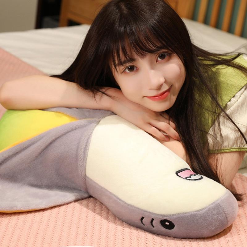Cute Mango Shark Plush Toy Pillow For Boys And Girls Stuffed Animal Shark Doll With Pp Cotton Filling