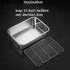 Deep Square Plate Basin with Rack Pallet Stainless Steel Bbq Fast Food Plate with Grid Mesh Dessert Dinner Set Restaurant Trays