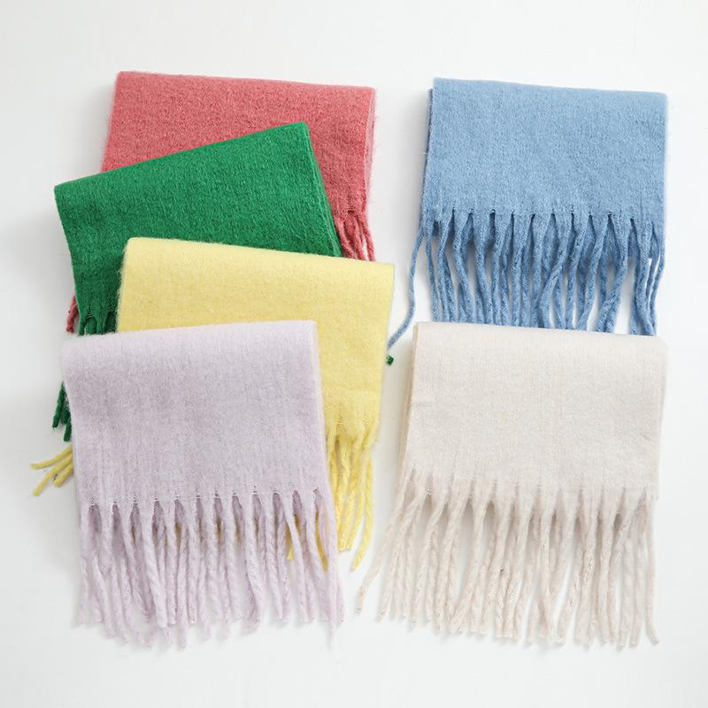Imitation Cashmere Scarf Soft and Waxy Thickened Men's Thick Tassel Woolen Scarf Women's Winter Solid Color Autumn and Winter Scarf