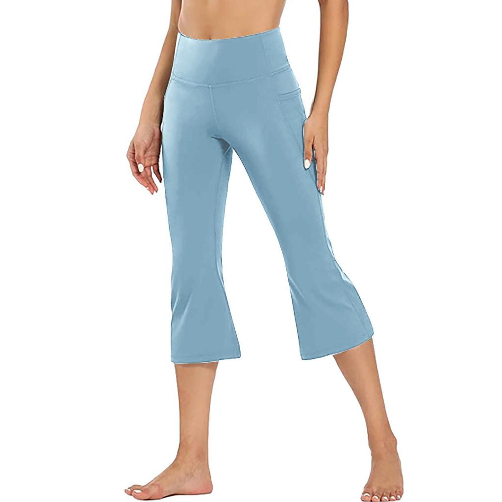 Women's Fashionable Yoga Pants With Pockets: Casual Flared Cropped Pants