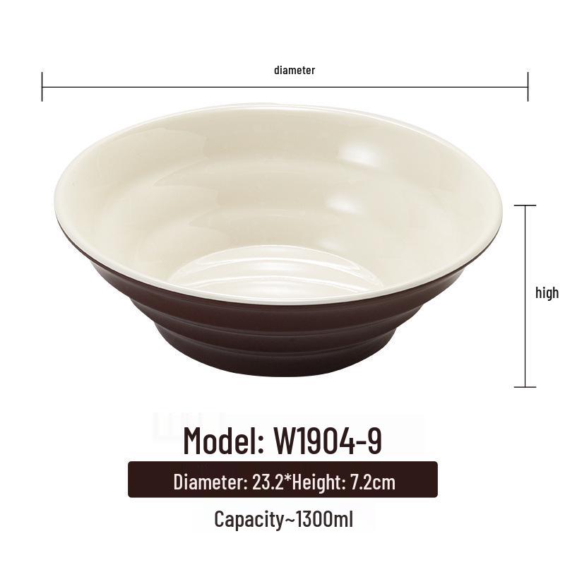 Melamine White Noodle Bowl, Imitation Porcelain, Large Plastic Soup/Rice Bowl for Commercial Use.