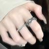 Cold Wind Personality Fashion Retro Retro Rhombus Niche Design Stacked Wearing Opening Adjustable Ring