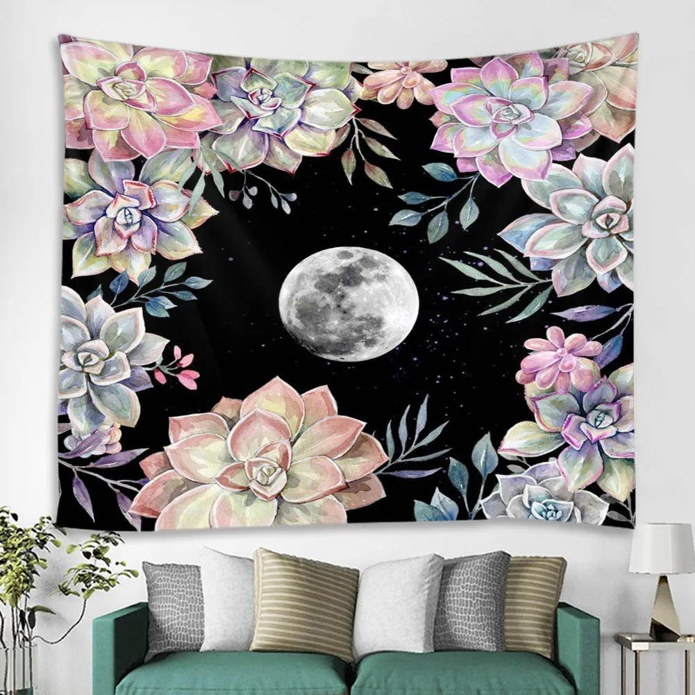 Home Wall Decoration Tapestry Flower Moon Background Hanging Cloth Office Living Room Tapestry