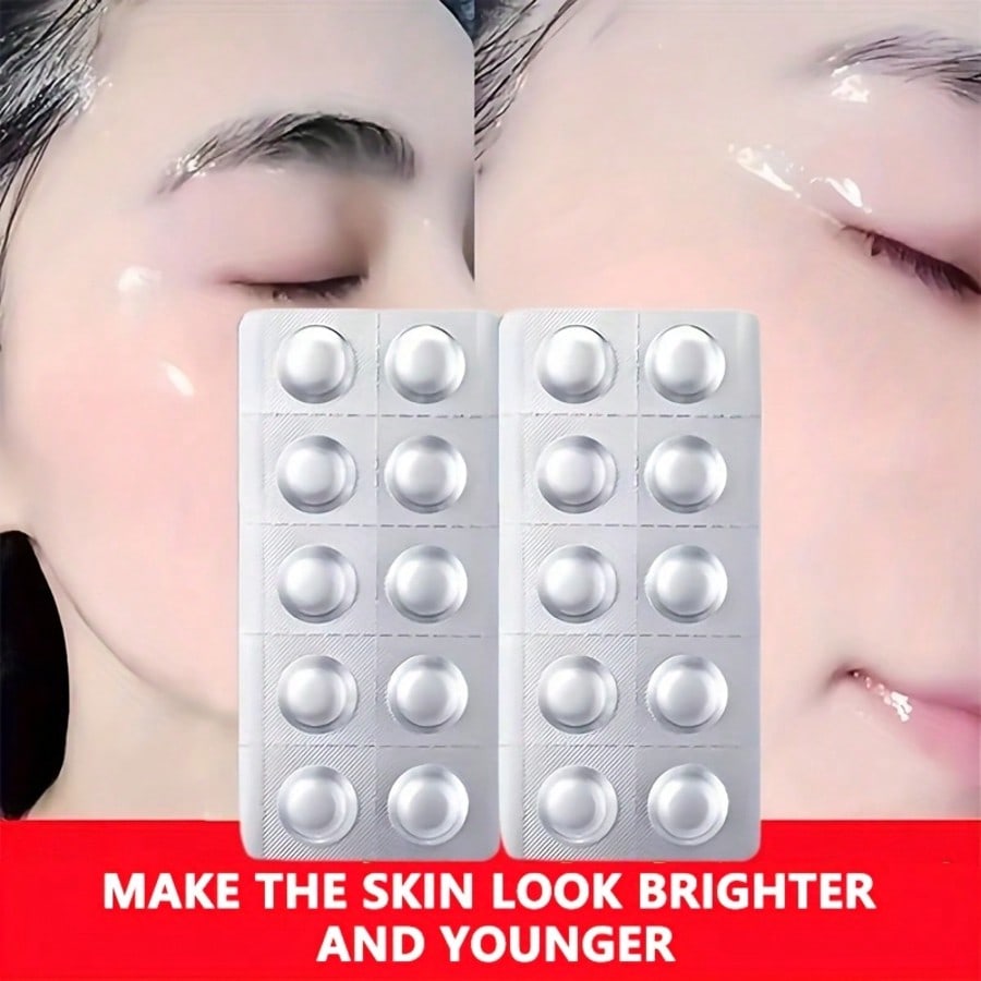 10PCS Vitamin C Solid Essence Tablets Brighten Skin Tone, Moisturize Skin, Moisturize Skin, Vitamin