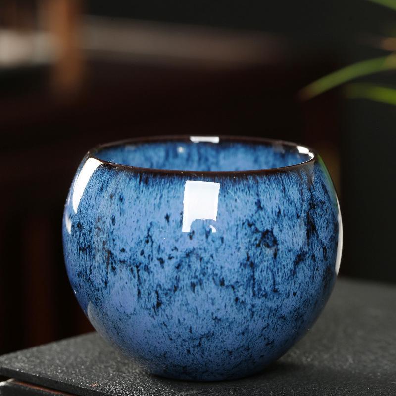 Kiln-Glazed Jianzhan Tea Set with Dragon Relief Tumbler