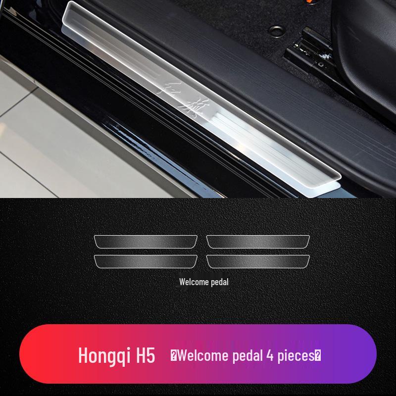 Suitable Welcome Pedal Metal Strips & TPU Protective Film for Hongqi H5/H7/H9/HS5/HS7/E-HS3 Sill Strips